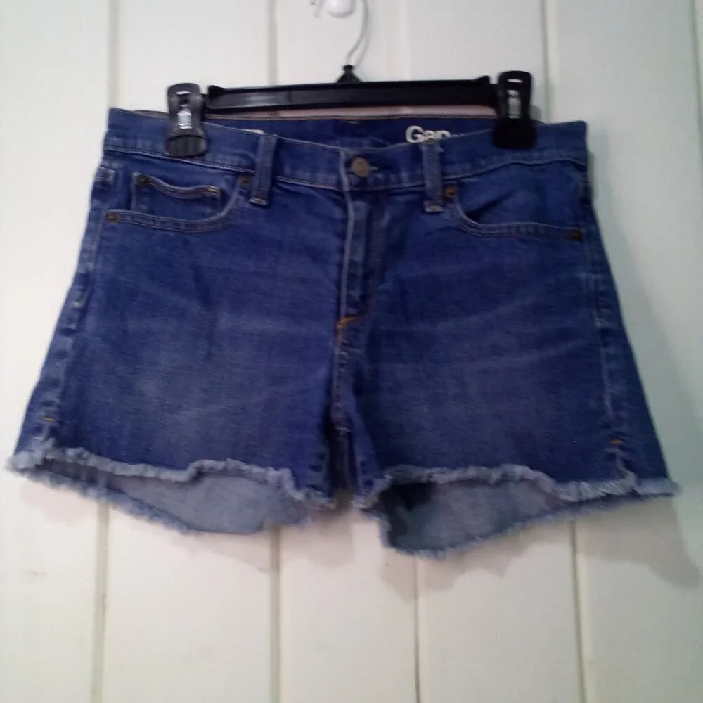 Gap Authentic Summer Short Women 27 Raw Hem Denim Blue